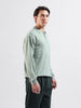 Men's Green Oversized Fit Textured Flat Knit Polo Collar T-Shirt