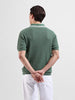 Men's Olive Slim Fit Textured Flat Knit Polo Collar T-Shirt