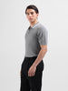Men's Grey Slim Fit Textured Flat Knit Polo Collar T-Shirt