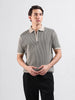 Men's Black Slim Fit Textured Flat Knit Polo Collar T-Shirt