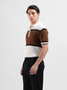 Men's White Slim Fit Textured Flat Knit Polo Collar T-Shirt
