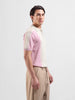 Men's Pink Slim Fit Textured Flat Knit Polo Collar T-Shirt