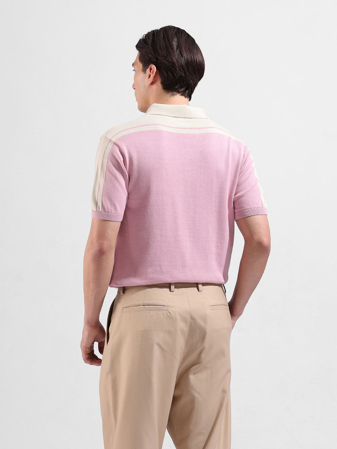 Men's Flat Knit Zipper slim Polo T-shirt