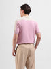 Men's Pink Slim Fit Textured Flat Knit Polo Collar T-Shirt