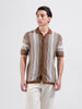 Men's Brown Slim Fit Textured Flat Knit Shirt