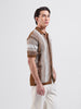 Men's Brown Slim Fit Textured Flat Knit Shirt