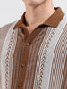 Men's Brown Slim Fit Textured Flat Knit Shirt