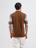 Men's Brown Slim Fit Textured Flat Knit Shirt
