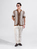 Men's Brown Slim Fit Textured Flat Knit Shirt