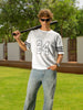 Men's White Oversized Fit Textured Flat Knit Crew Neck T-Shirt