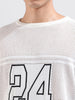 Men's White Oversized Fit Textured Flat Knit Crew Neck T-Shirt