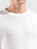 Men's White Slim Fit Textured Flat Knit Polo Collar T-Shirt