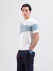 Men's White Slim Fit Textured Flat Knit Polo Collar T-Shirt