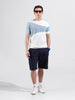 Men's White Slim Fit Textured Flat Knit Polo Collar T-Shirt