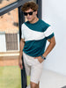 Men's Teal Slim Fit Solid Flat Knit Polo Collar T-Shirt