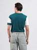 Men's Teal Slim Fit Solid Flat Knit Polo Collar T-Shirt
