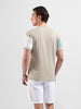 Men's Khaki Slim Fit Colourblocked Flat Knit Crew Neck T-Shirt