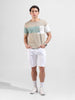 Men's Khaki Slim Fit Colourblocked Flat Knit Crew Neck T-Shirt