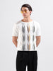 Men's Cream Slim Fit Colourblocked Flat Knit Crew Neck T-Shirt