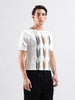 Men's Cream Slim Fit Colourblocked Flat Knit Crew Neck T-Shirt