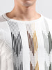 Men's Cream Slim Fit Colourblocked Flat Knit Crew Neck T-Shirt