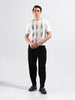 Men's Cream Slim Fit Colourblocked Flat Knit Crew Neck T-Shirt