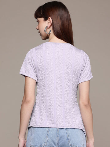 Freehand by The Indian Garage Co Women Regular Fit  Textured Knotted Top