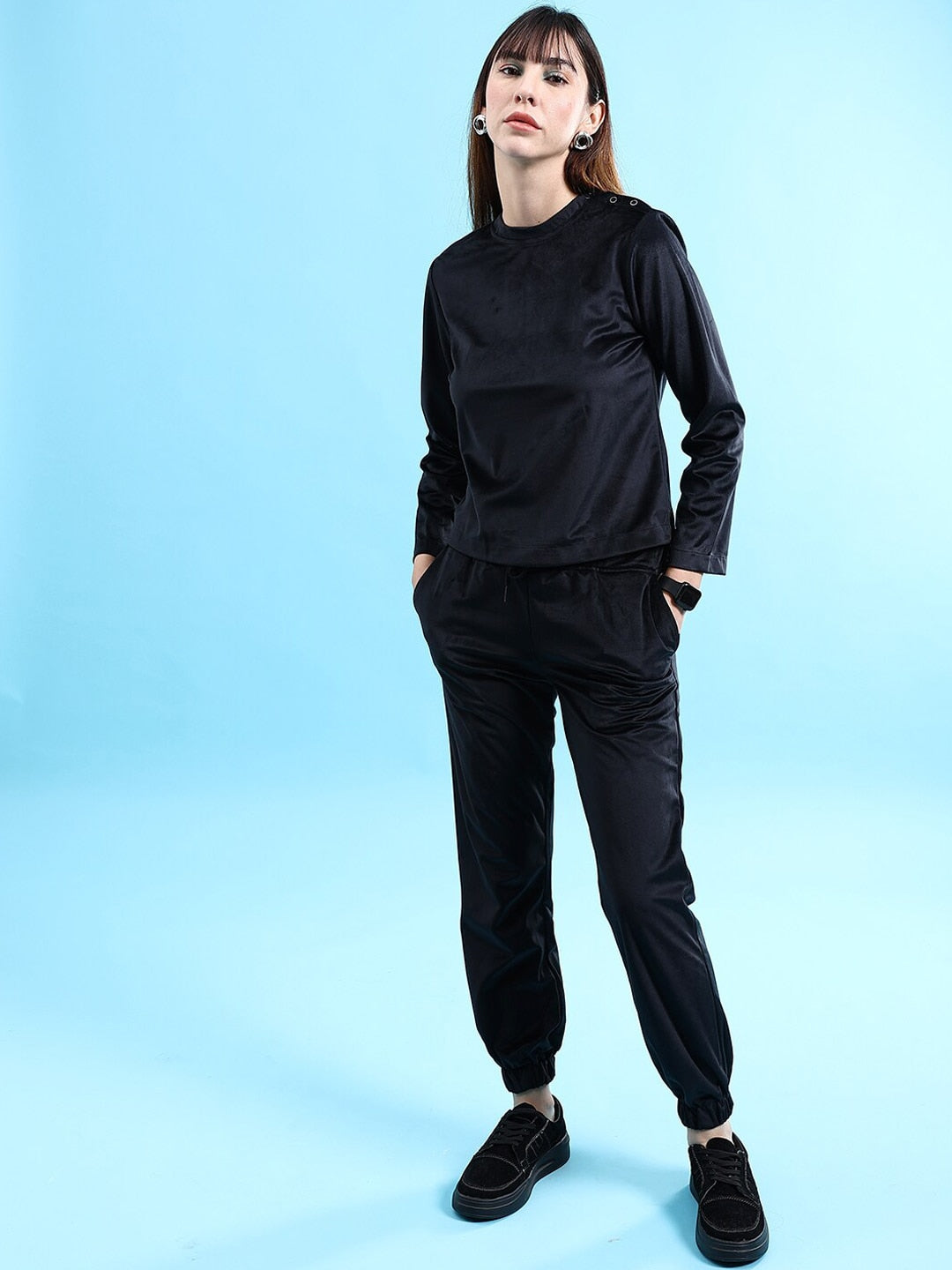 Shop Women Round Neck Top With Pant Set Online.