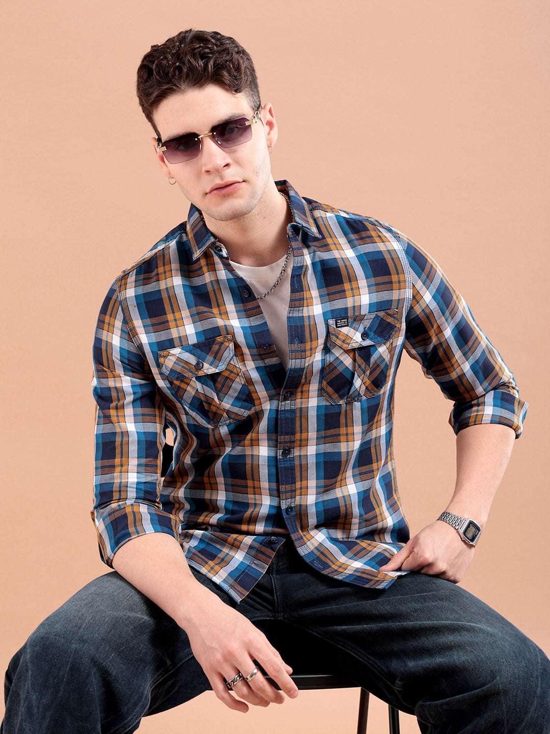 Shop Men Checked Casual Shirt Online.