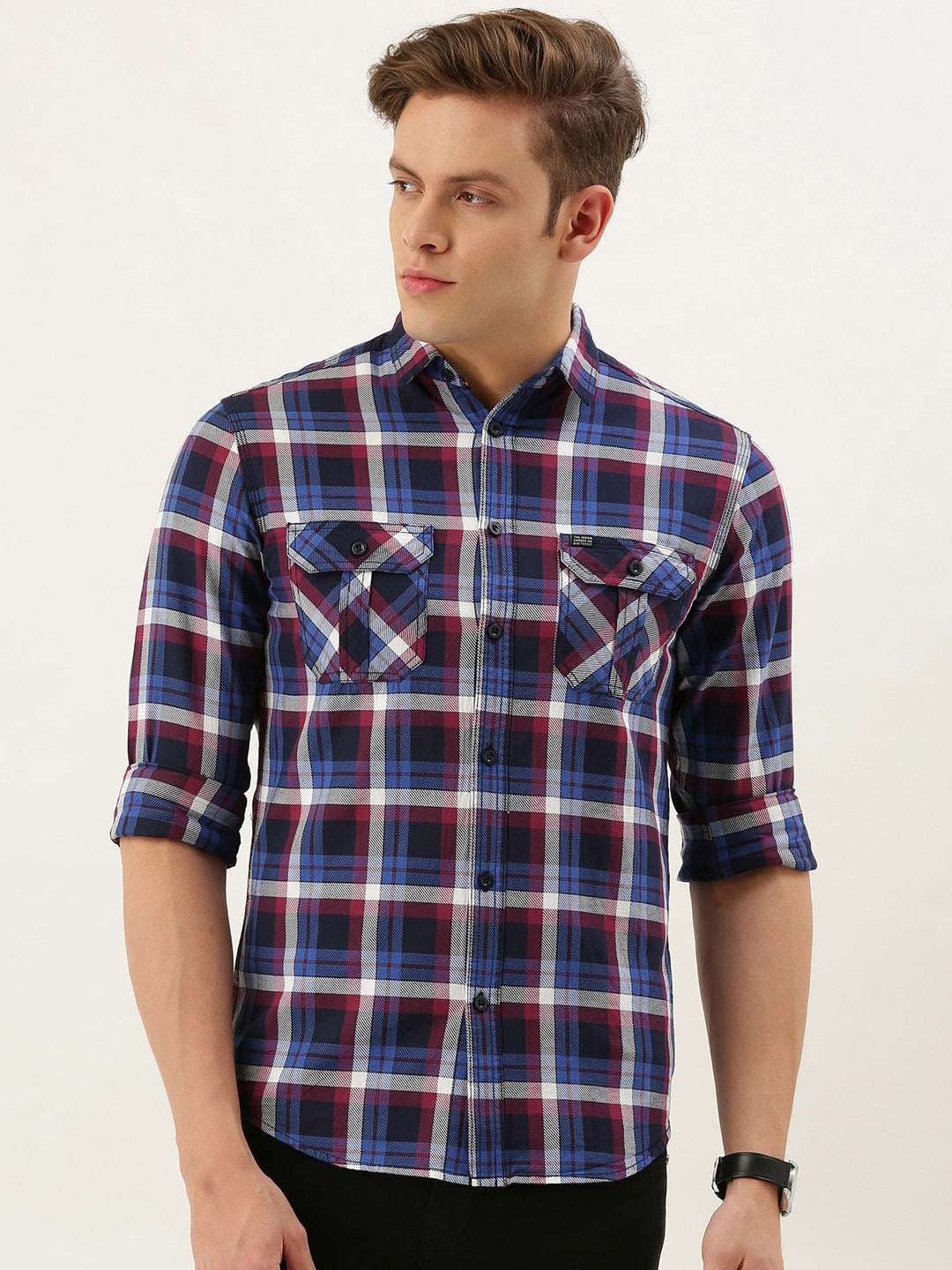 Shop Men Casual Checked Shirt Online.