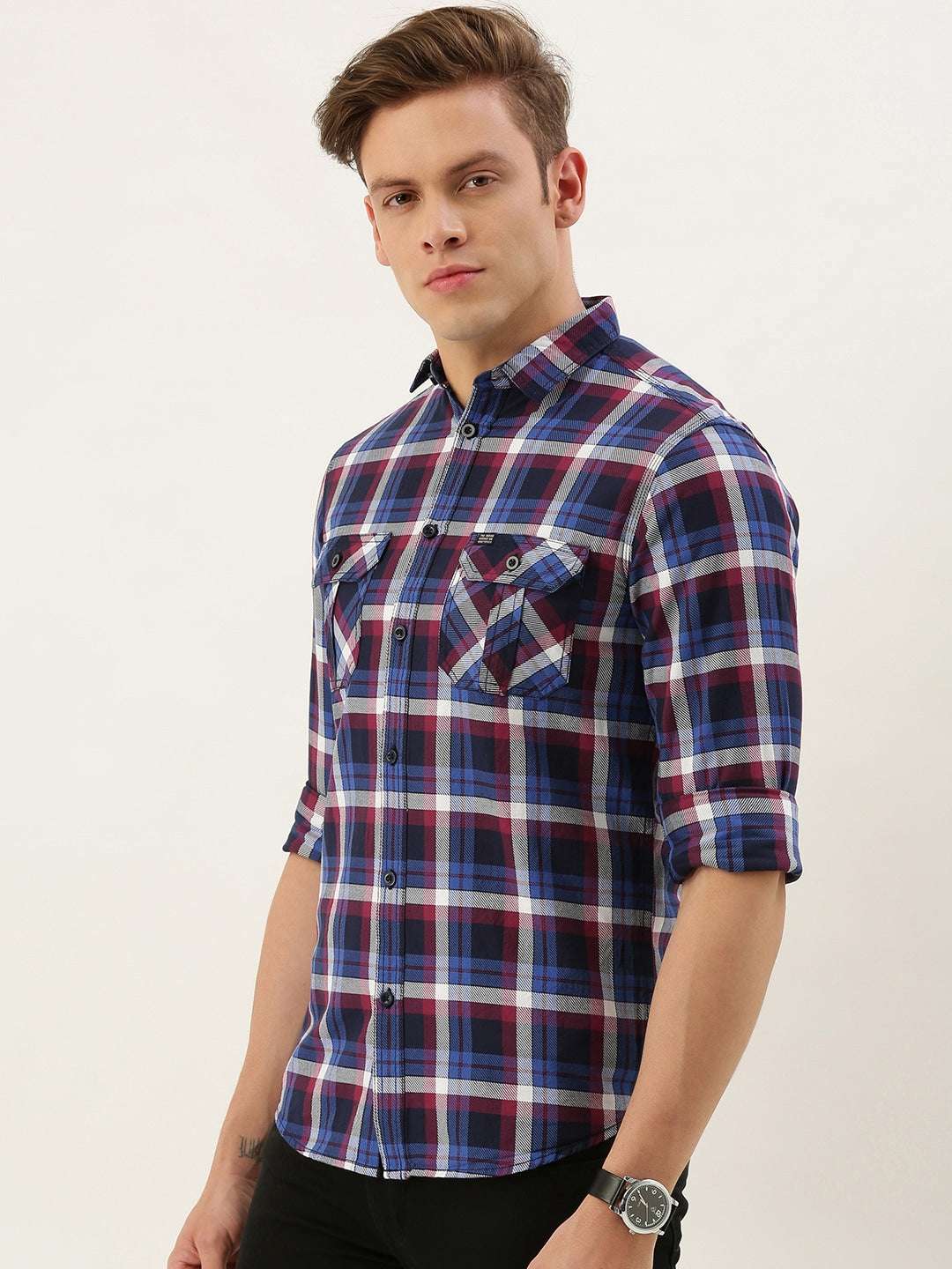 Shop Men Casual Checked Shirt Online.