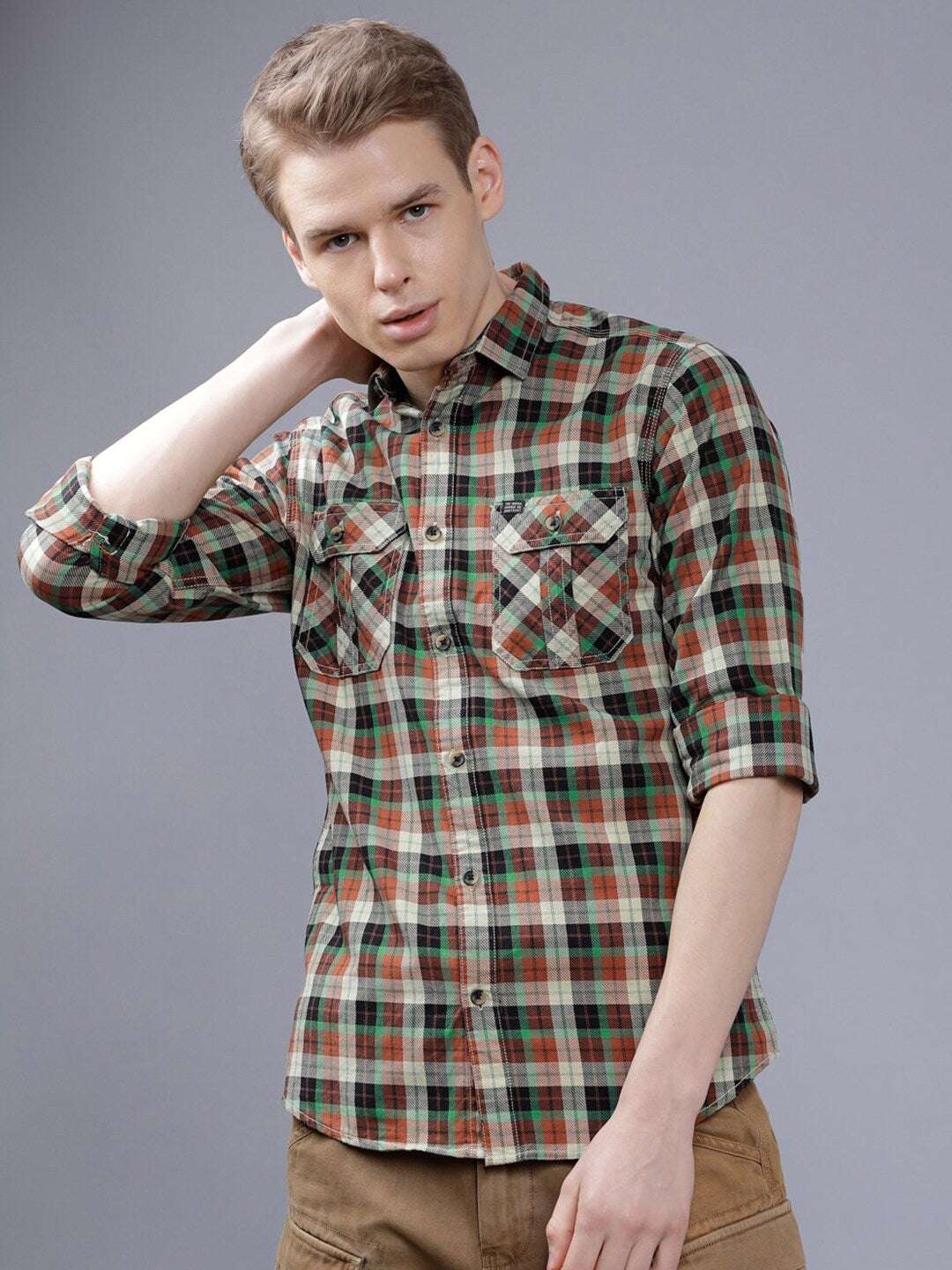 Shop Men Casual Checked Shirt Online.