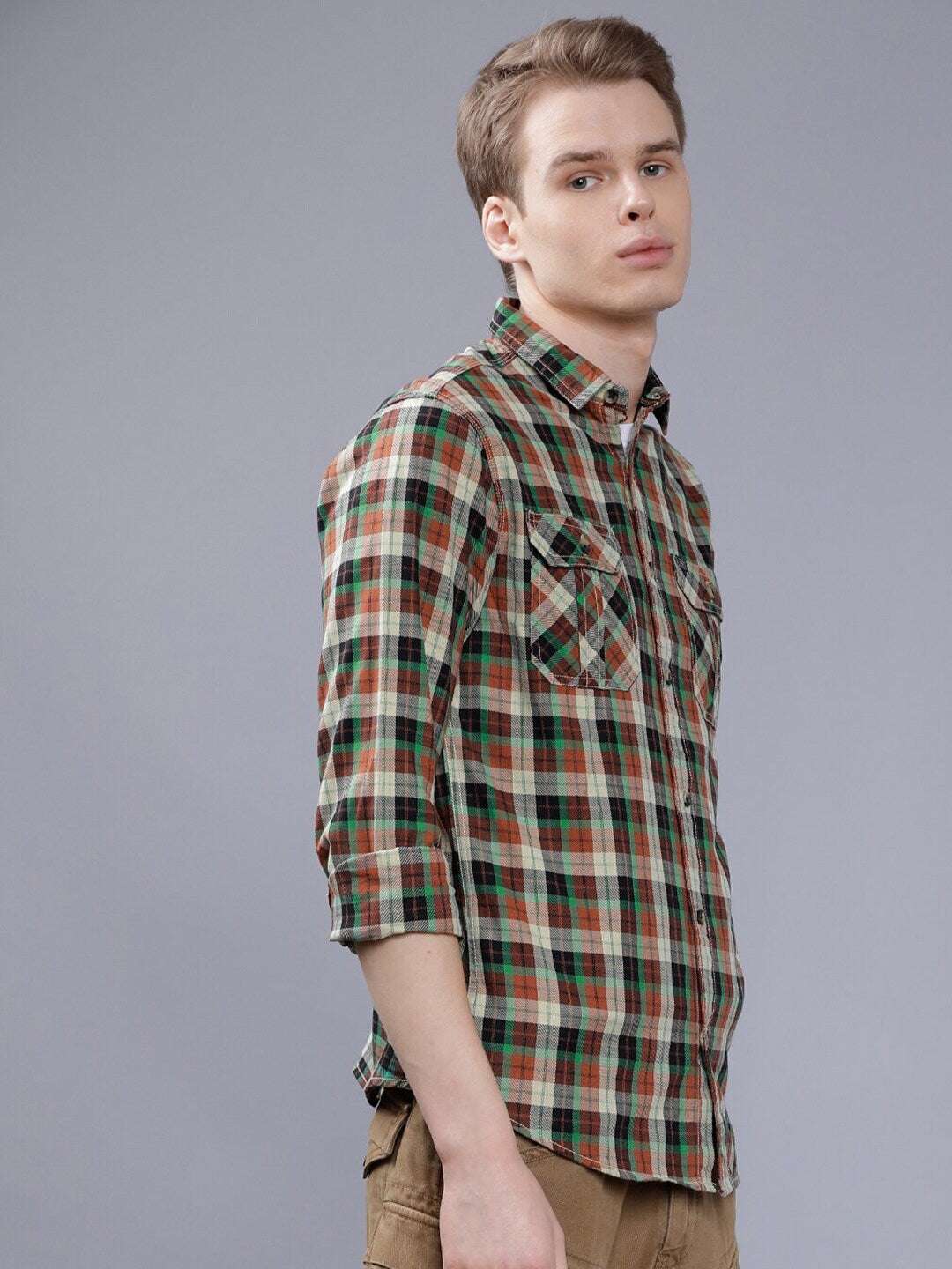 Shop Men Casual Checked Shirt Online.