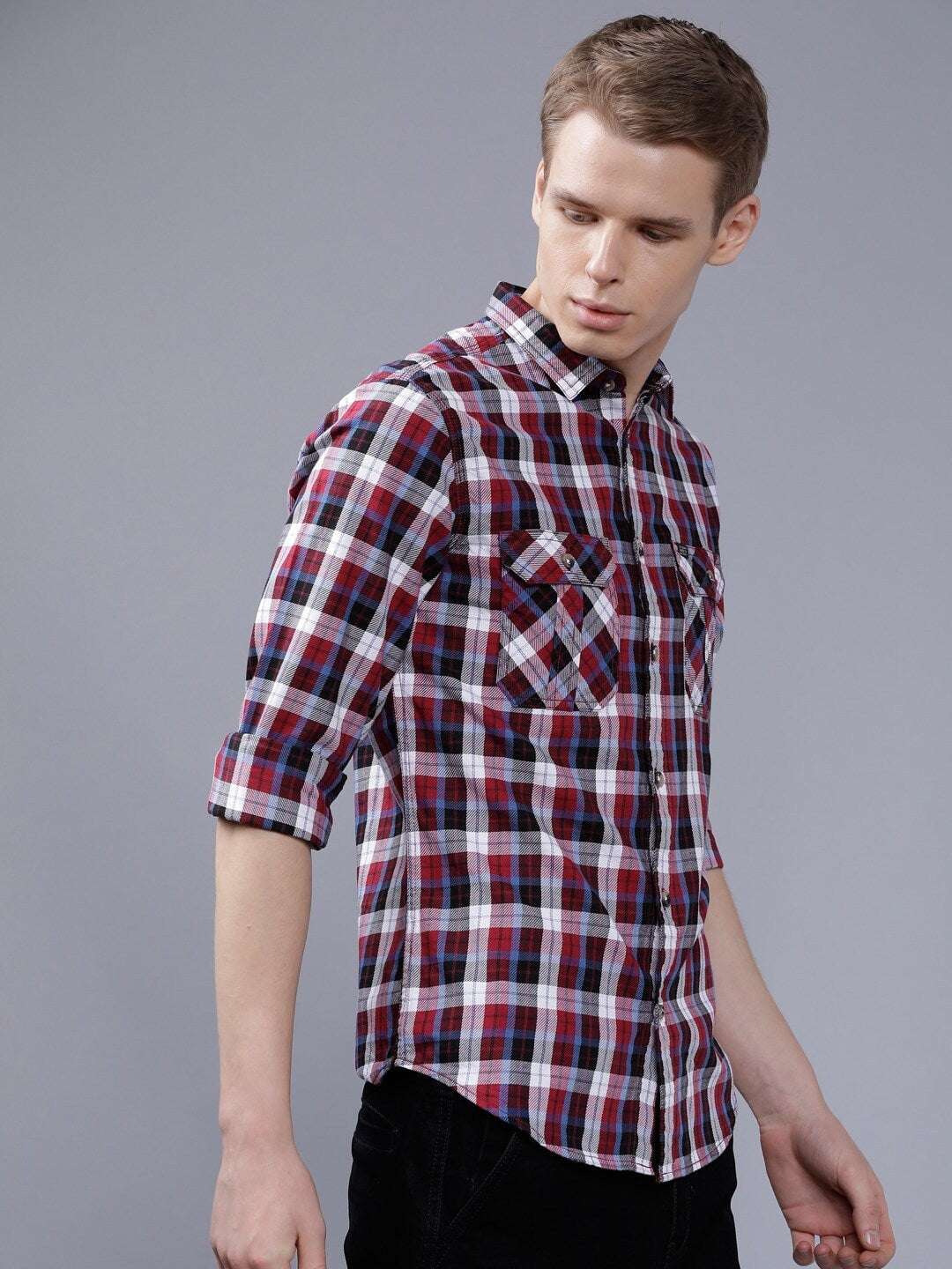 Shop Men Casual Checked Shirt Online.