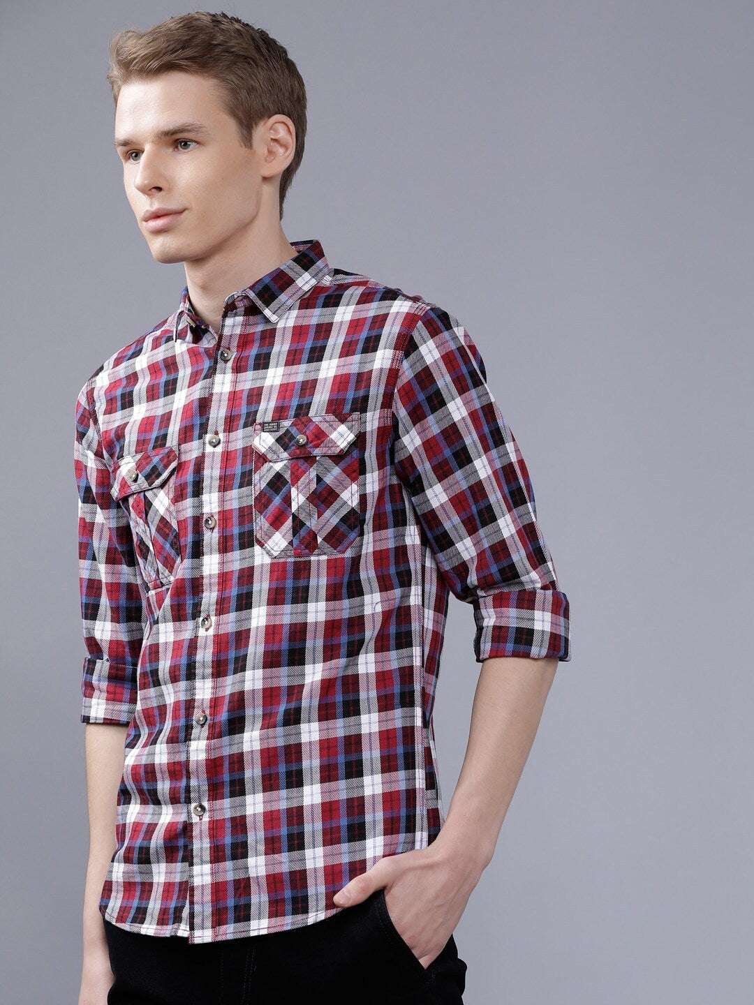 Shop Men Casual Checked Shirt Online.