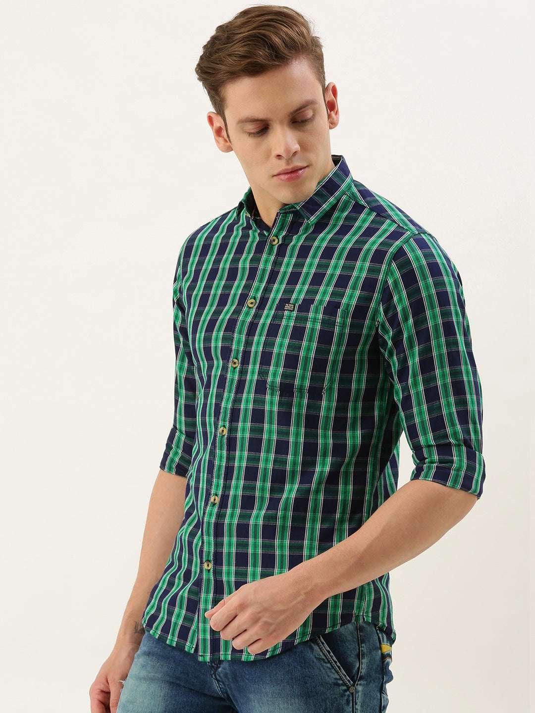 Shop Men Casual Checked Shirt Online.