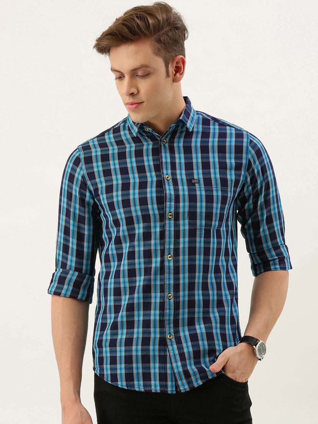 Shop Men Casual Checked Shirt Online.