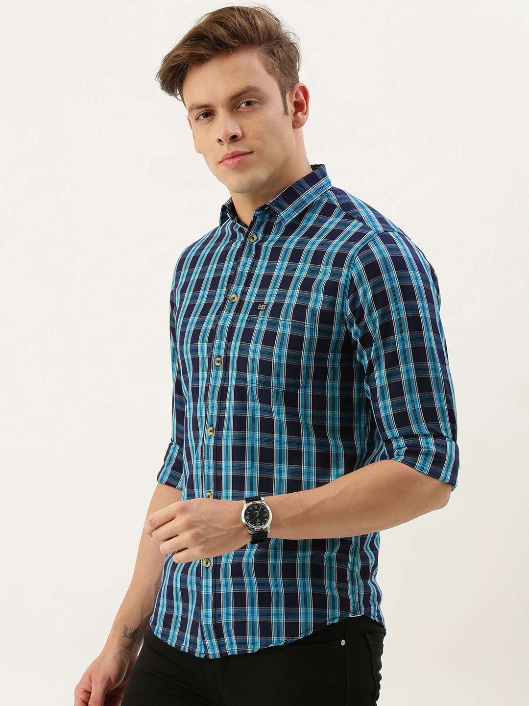 Shop Men Casual Checked Shirt Online.