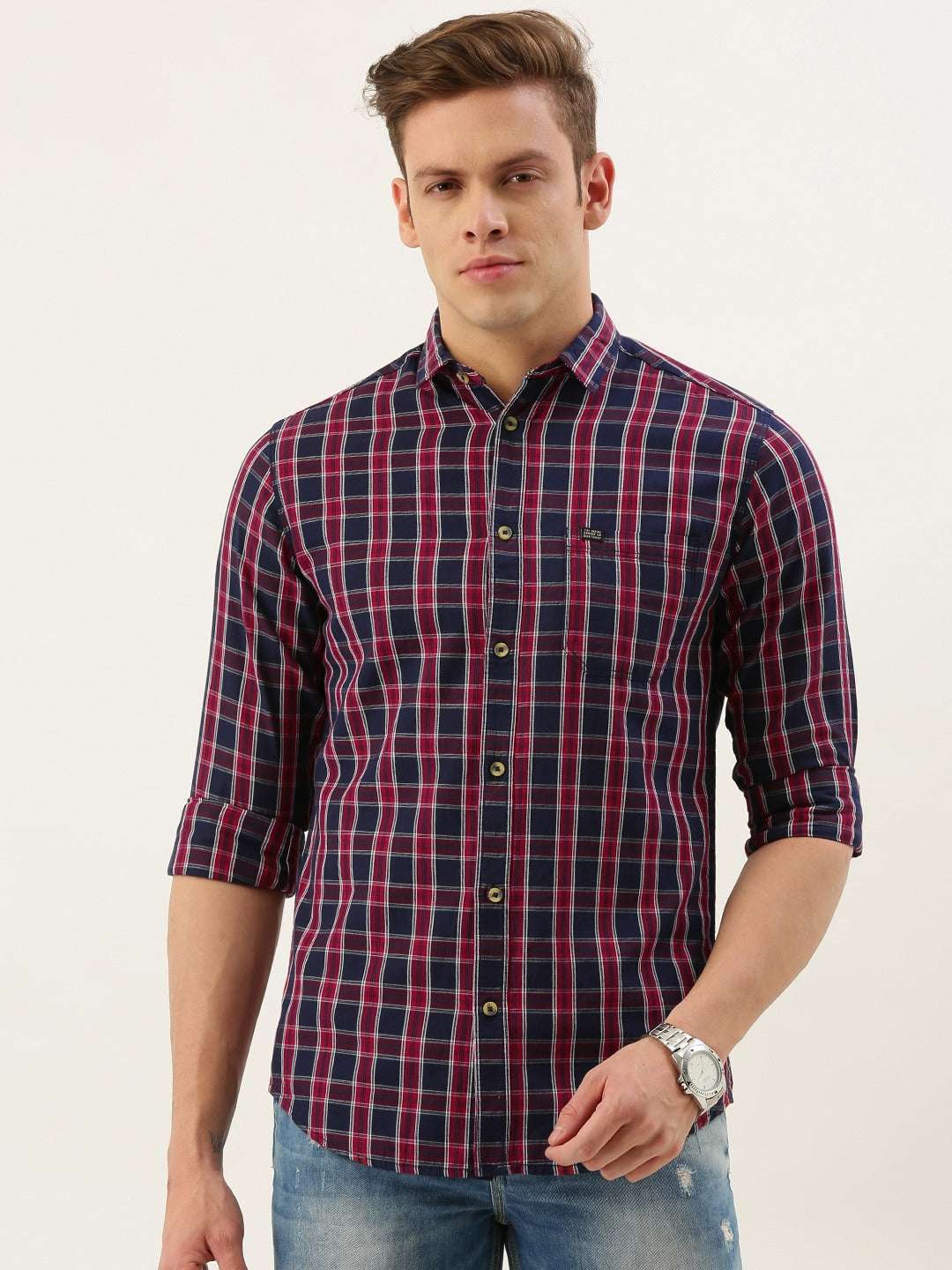 Shop Men Casual Checked Shirt Online.