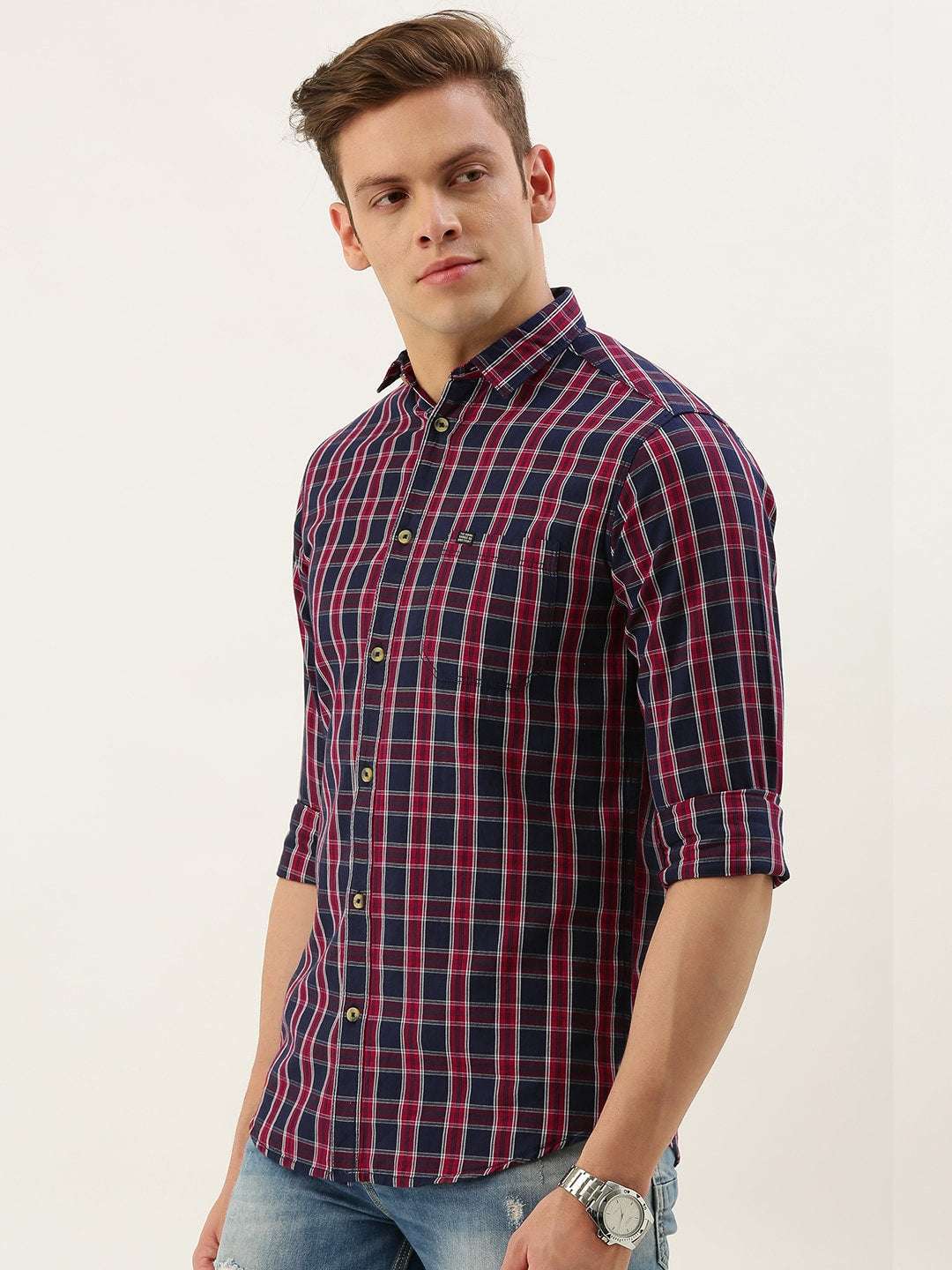 Shop Men Casual Checked Shirt Online.