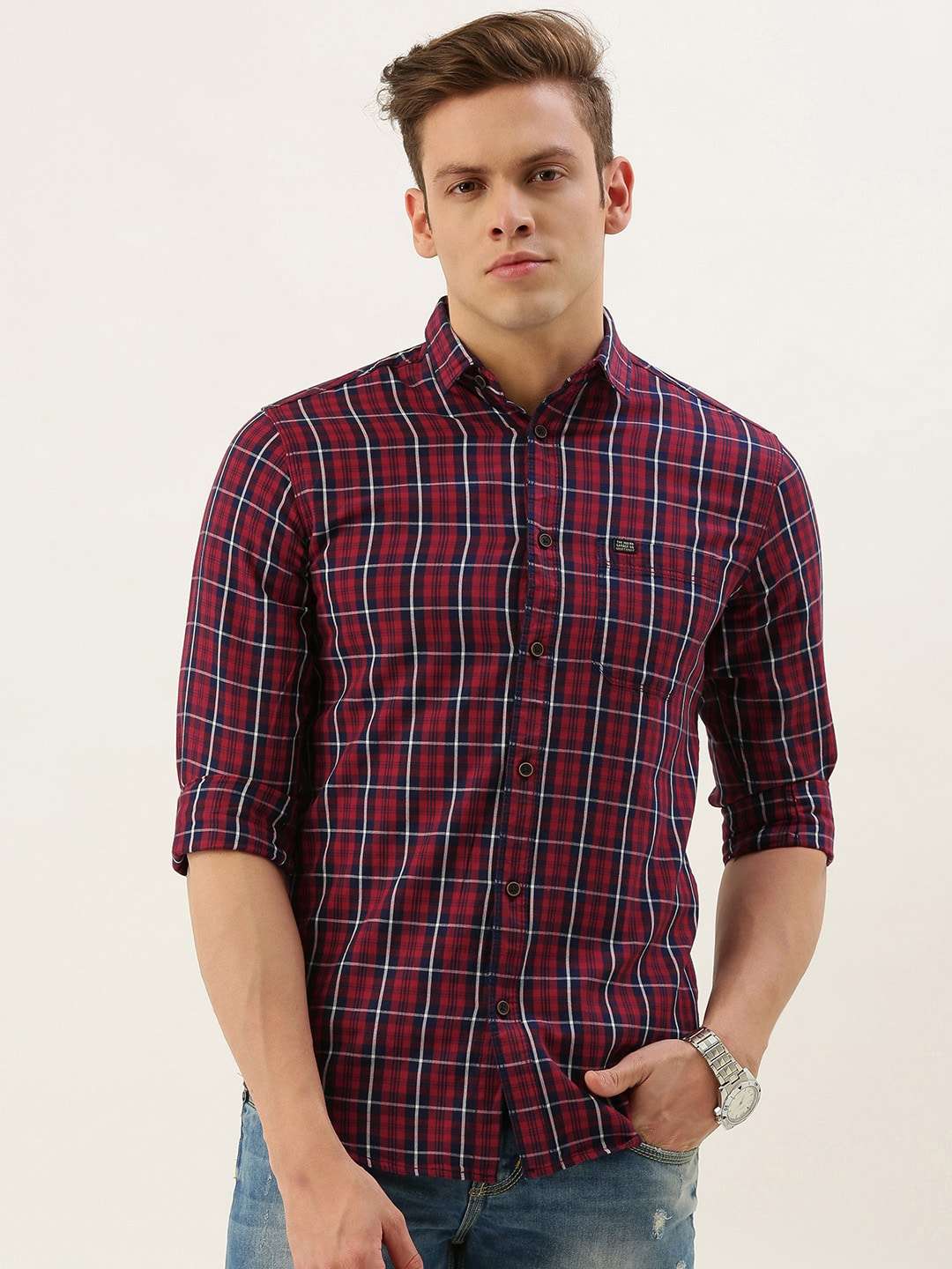 Shop Men Casual Checked Shirt Online.