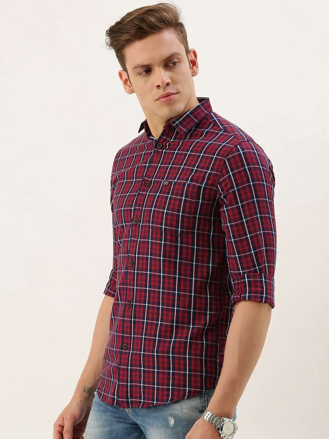 Shop Men Casual Checked Shirt Online.