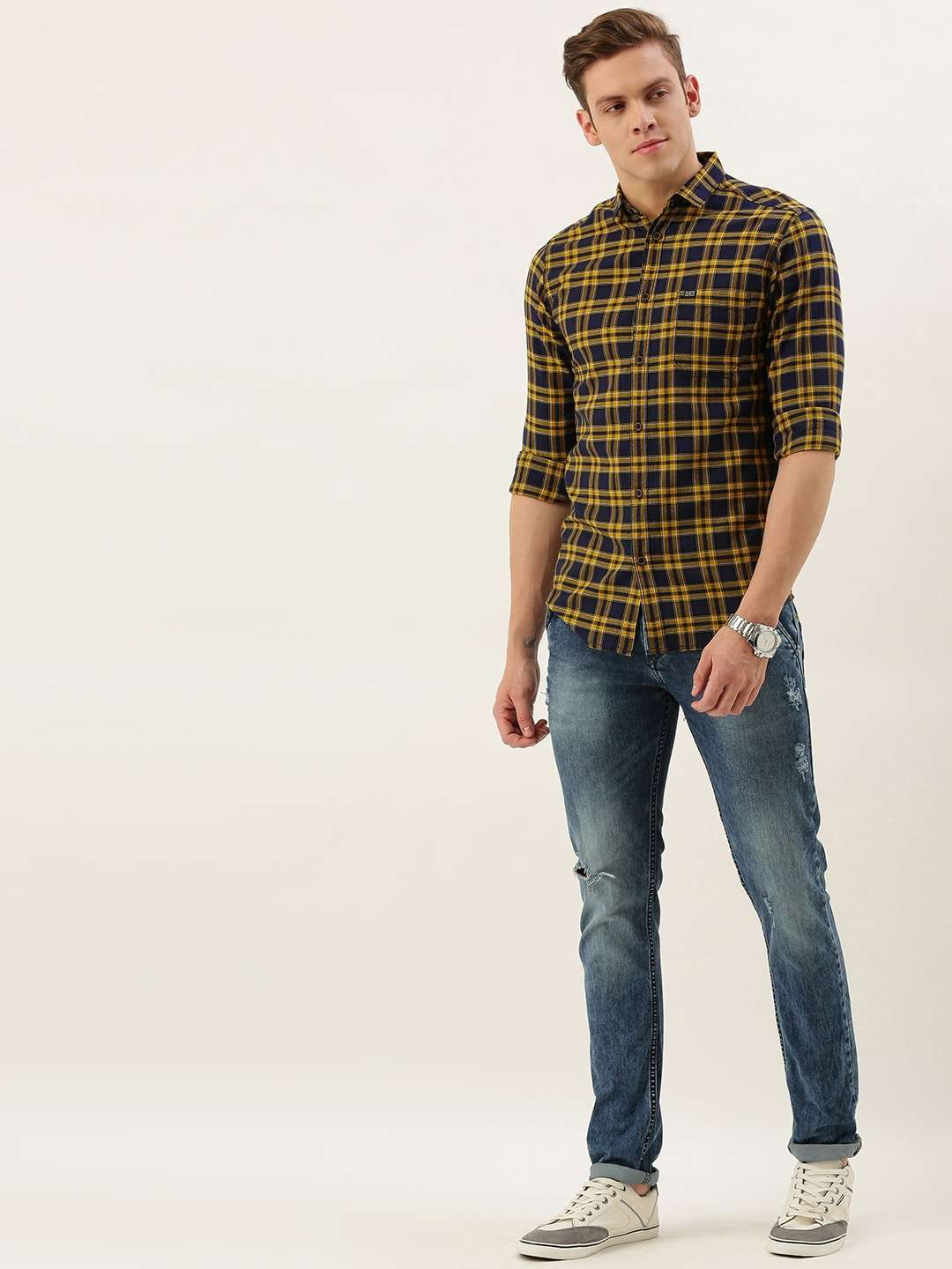 Shop Men Casual Checked Shirt Online.