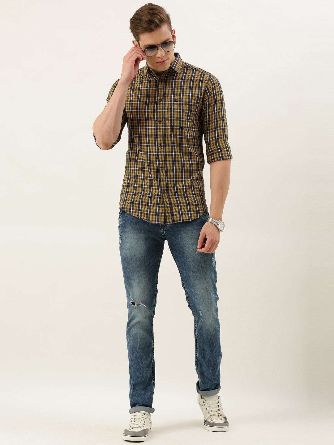 Shop Men Casual Checked Shirt Online.