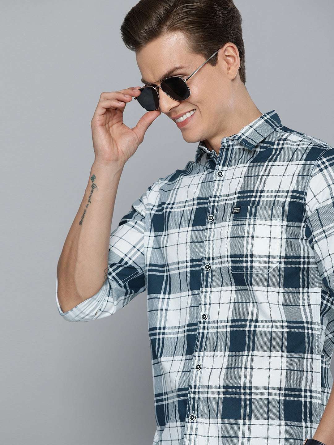 Shop Men's Checked Slim Fit Shirt Online.