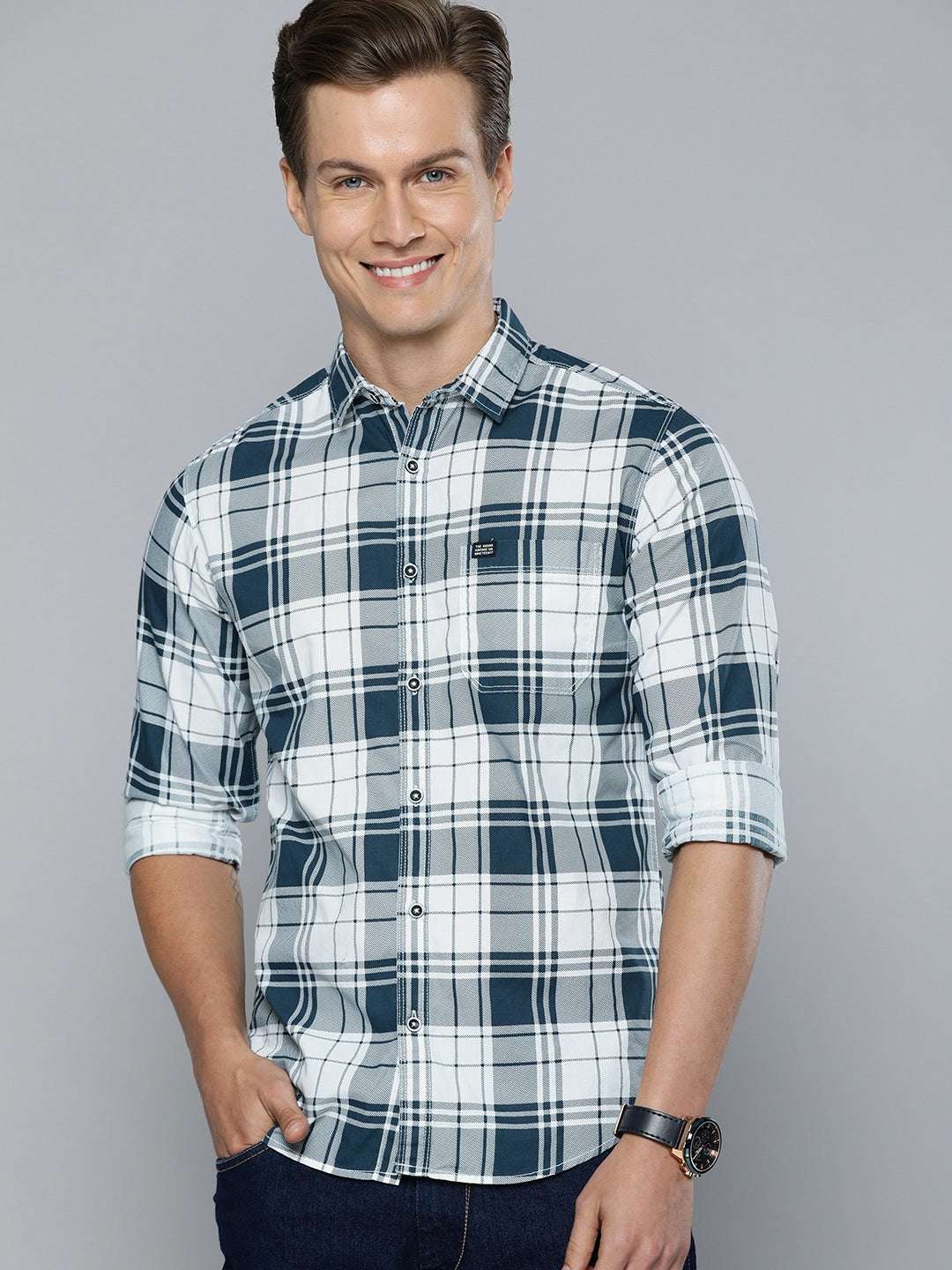 Shop Men's Checked Slim Fit Shirt Online.