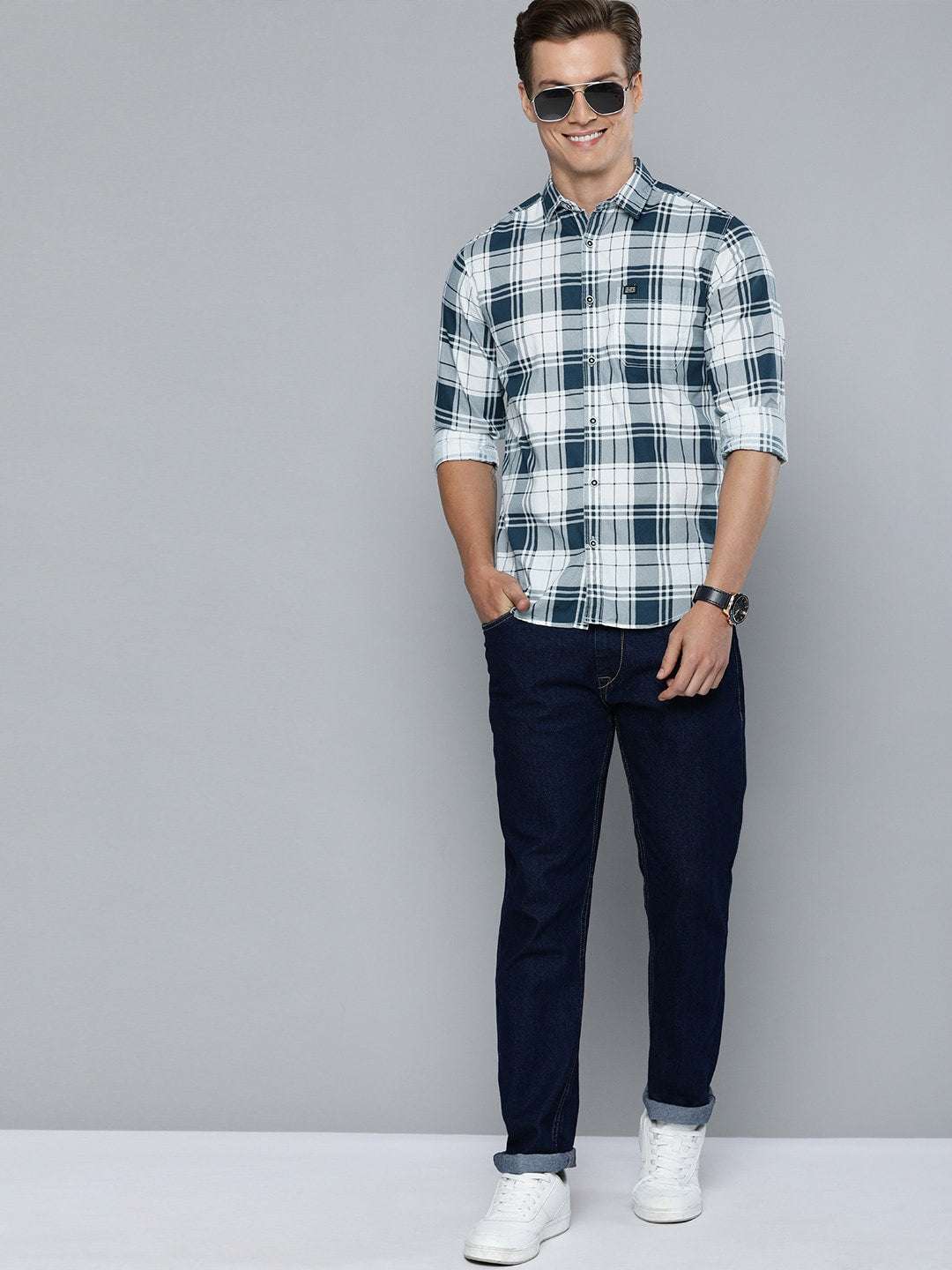 Shop Men's Checked Slim Fit Shirt Online.