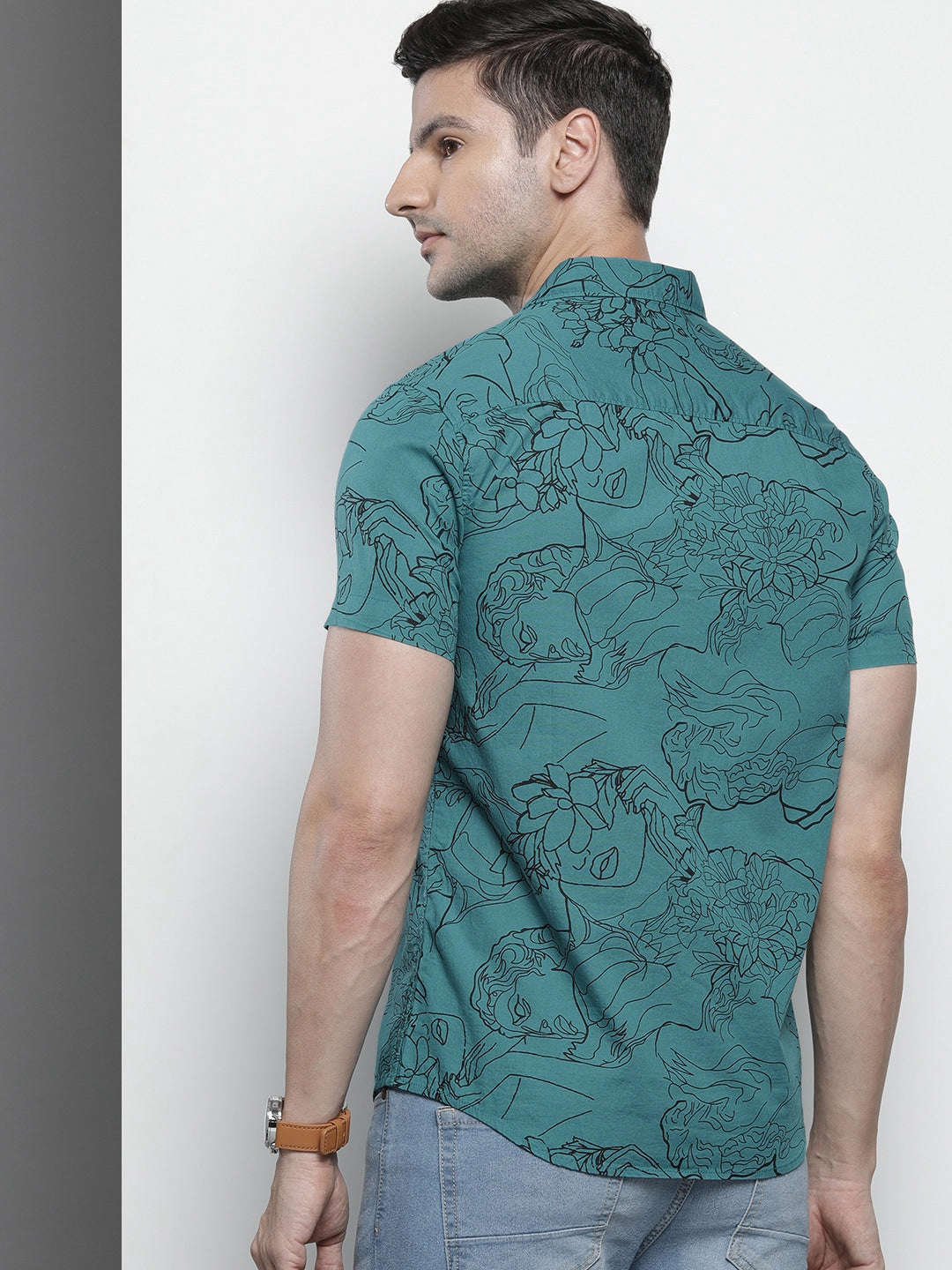 Shop The Indian Garage Co Men Blue Classic Graphic Printed Casual Shirt Online.