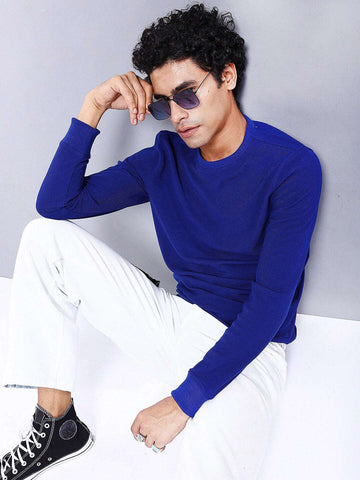 Shop Men's Textured Regular Fit Sweatshirt Online.