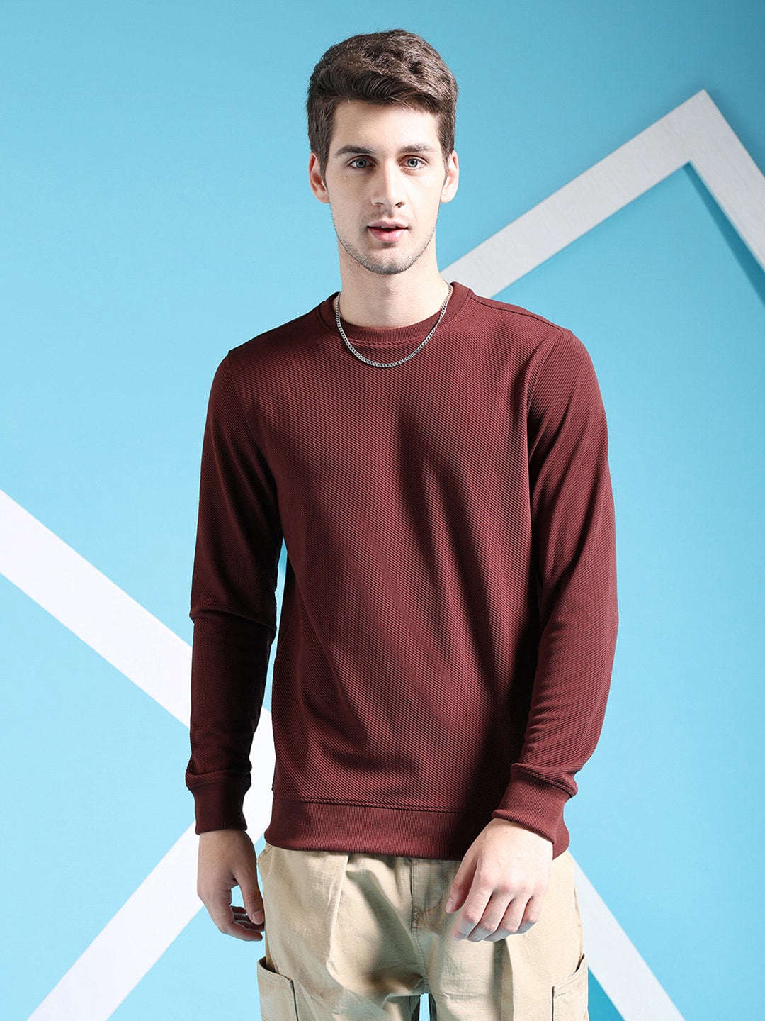 Shop Men's Textured Regular Fit Sweatshirt Online.